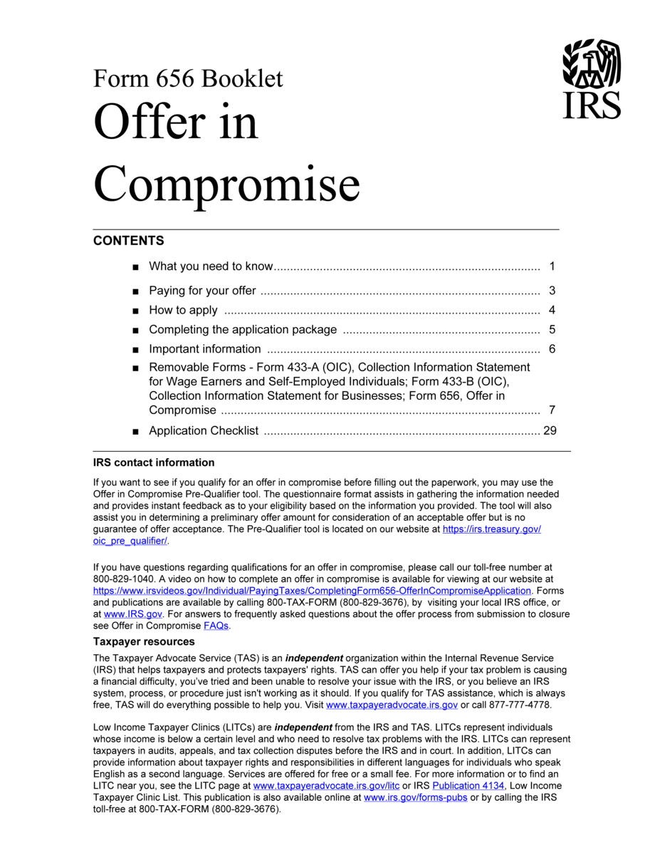 IRS 656 Booklet Offer In Compromise