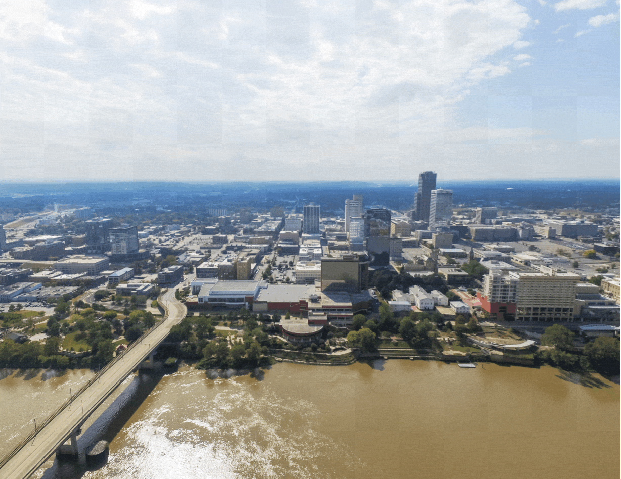 Offer In Compromise_Arkansas_Aerial view downtown Little Rock at the south bank of Arkansas River